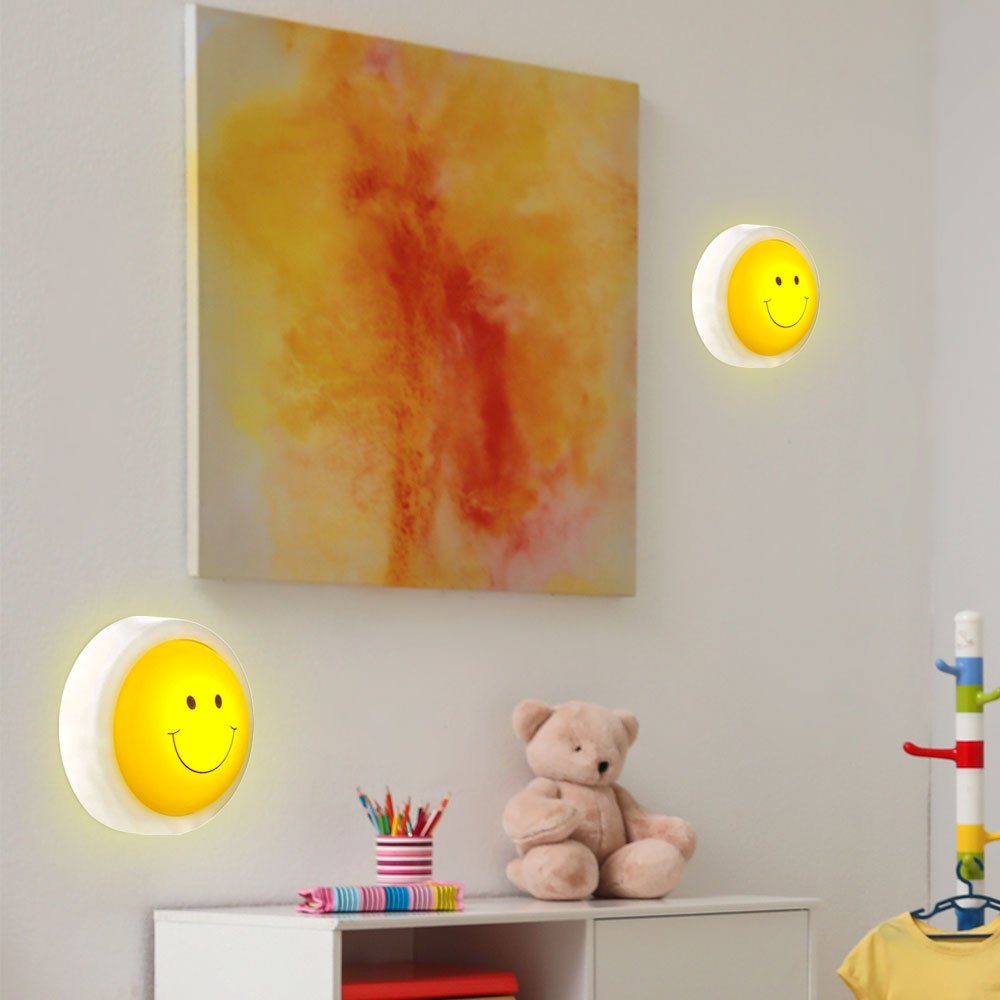 etc-shop Wand Design Smiley Kinder Lampe Beleuchtung Zimmer LED Nacht-Licht Wandleuchte, LED