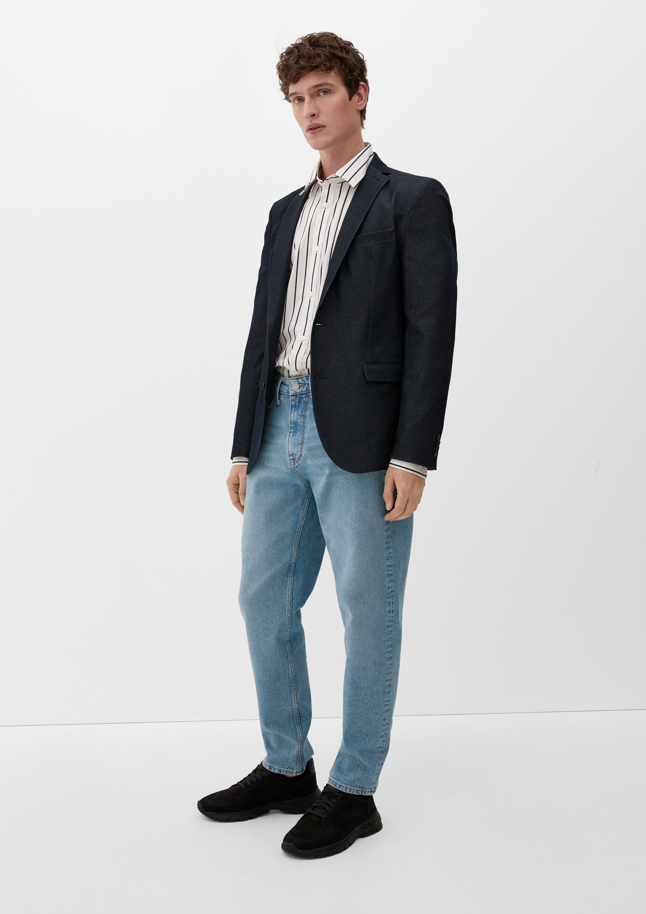 s.Oliver Langarmhemd Hemd Regular: Hemd aus Baumwollmix