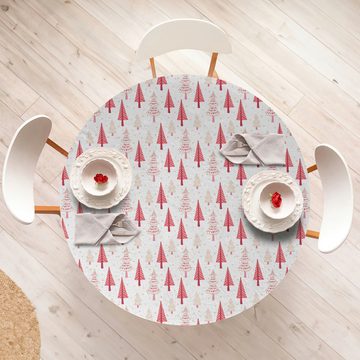 Abakuhaus Tischdecke Rundum-elastische Stofftischdecke, Weihnachten Zierbäume Sterne
