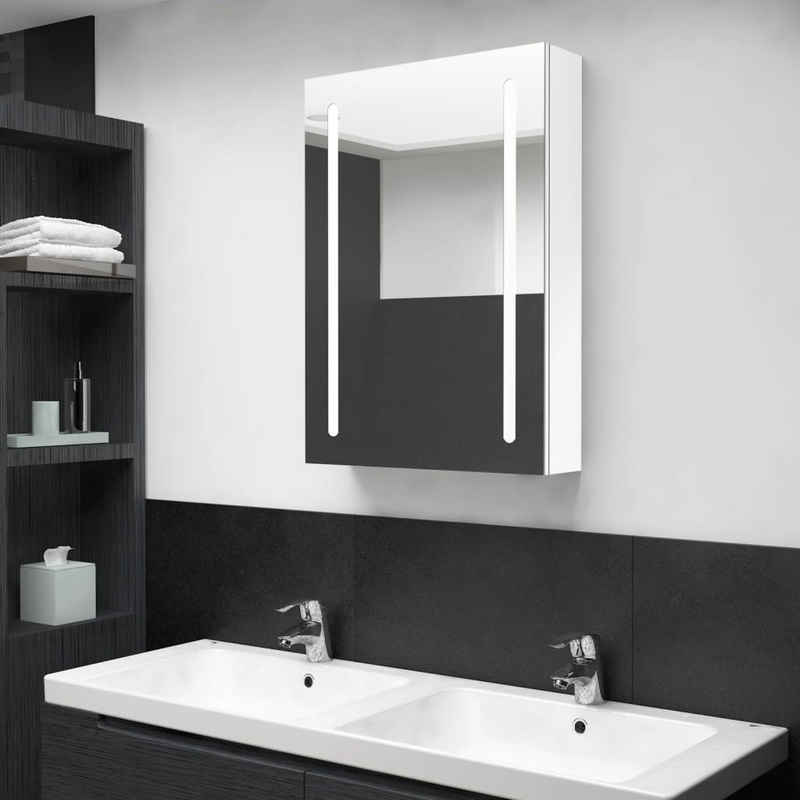 vidaXL Badezimmerspiegelschrank LED-Spiegelschrank fürs Bad Glänzend Weiß 50x13x70 cm (1-St)
