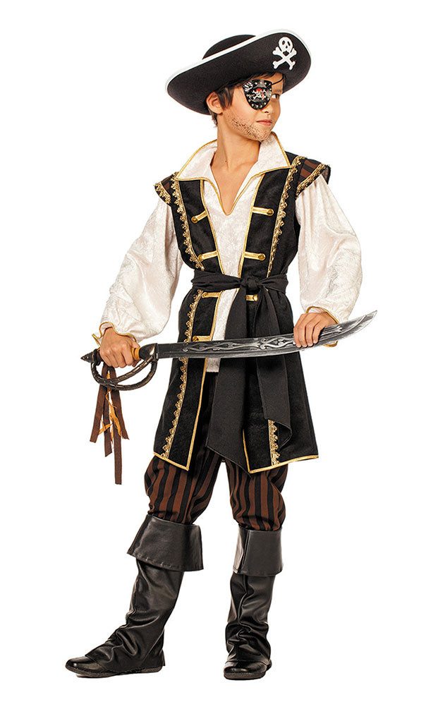 Karneval-Klamotten Piraten-Kostüm Jungen Piratenkapitän Komplett hochwertig, Kinderkostüm Seeräuber Jungen Freibeuter Pirat Gruppenkostüm
