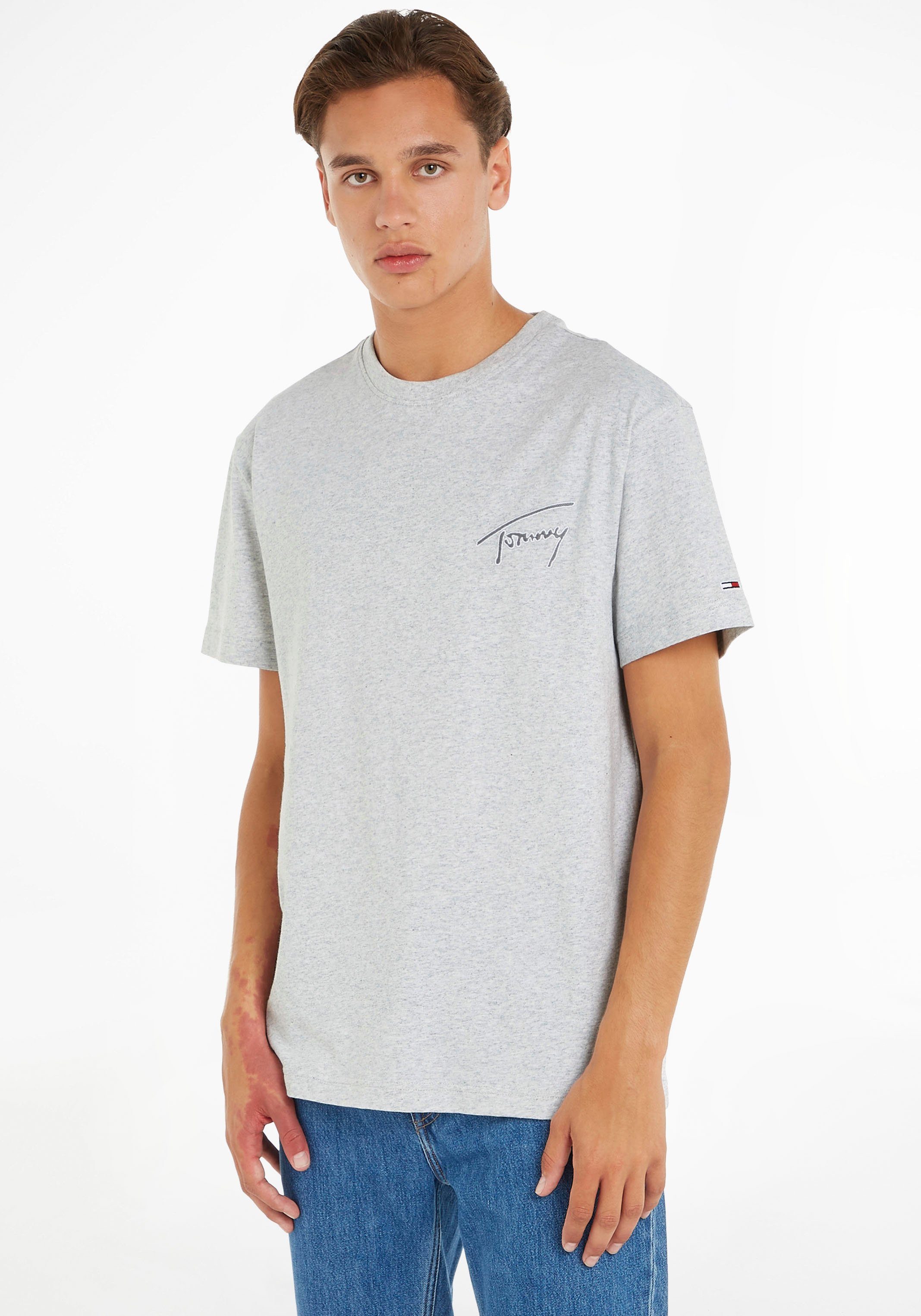 Tommy Jeans T-Shirt TJM CLSC SIGNATURE TEE mit Rundhalsausschnitt SilverGreyHtr