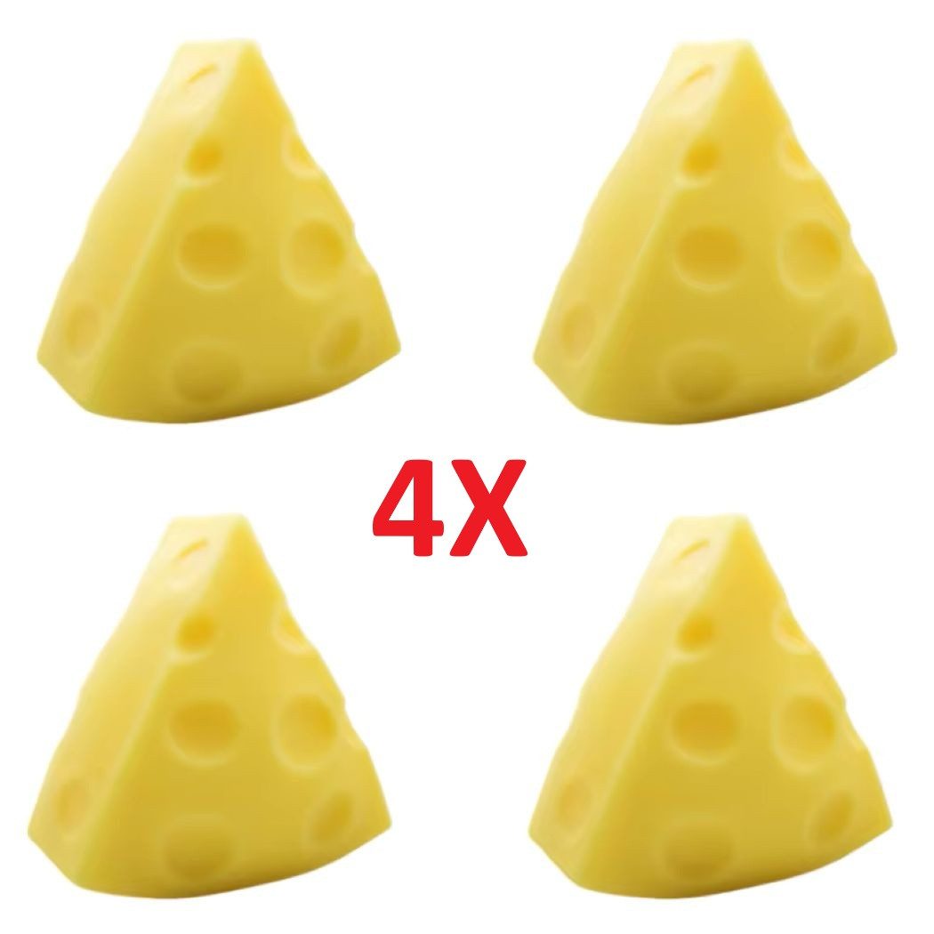 OLi Therapieknete 4X Squishy Pizza Knete – Kneten, Drücken & Entspannen (Anti-Stress, Spielspaß für Kinder & Erwachsene, 4-tlg., L-6cm- B-4,2cm- H-7cm), weicher Slow Rising Squishy im lustigen Butter-Design