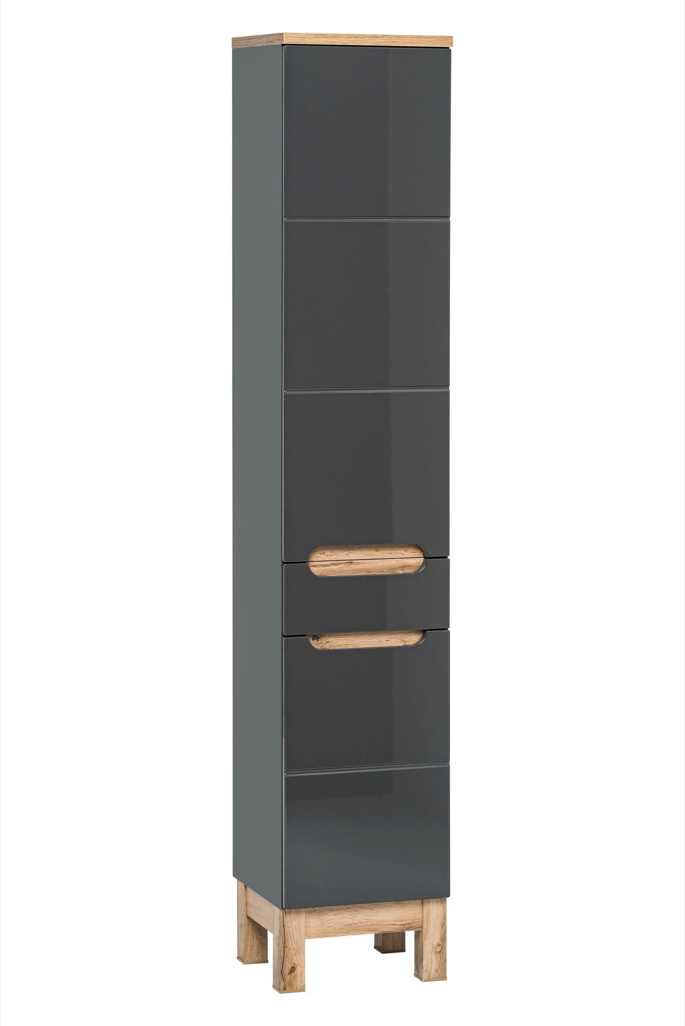 ROYAL24_MARKT Hochschrank Badezimmer-Hochschrank Balvina Grau Hochglanz 35×187×33 cm
