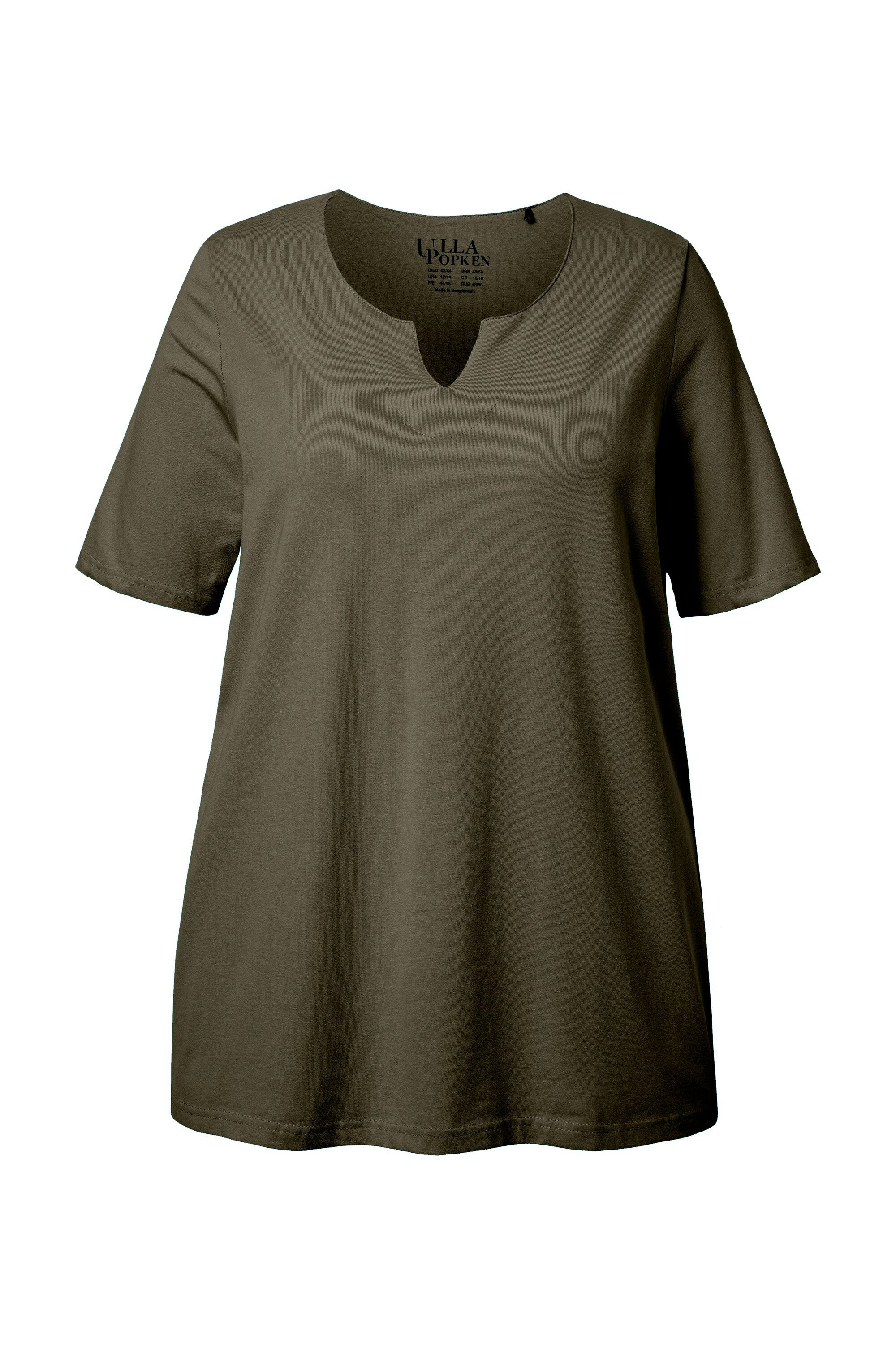 Ulla Popken T-Shirt T-Shirt A-Linie Tunika-Ausschnitt Halbarm günstig online kaufen