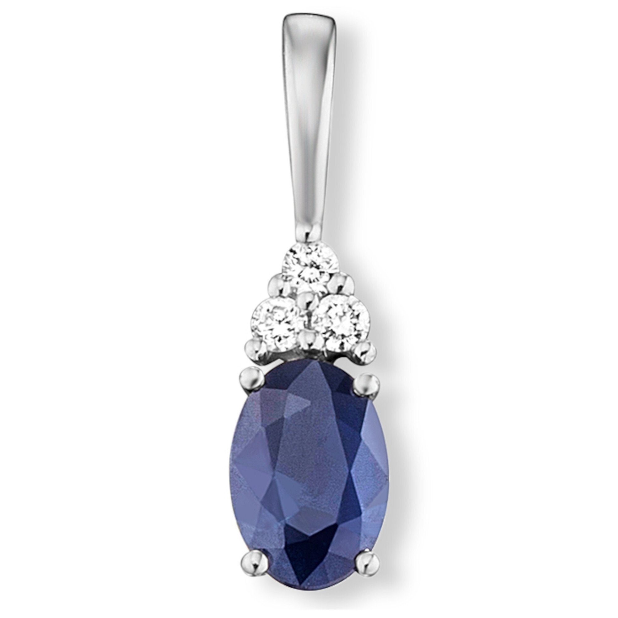 ONE ELEMENT Kettenanhänger 0.04 ct Diamant Brillant Safir Anhänger aus 585 Weißgold, Damen Gold Schmuck