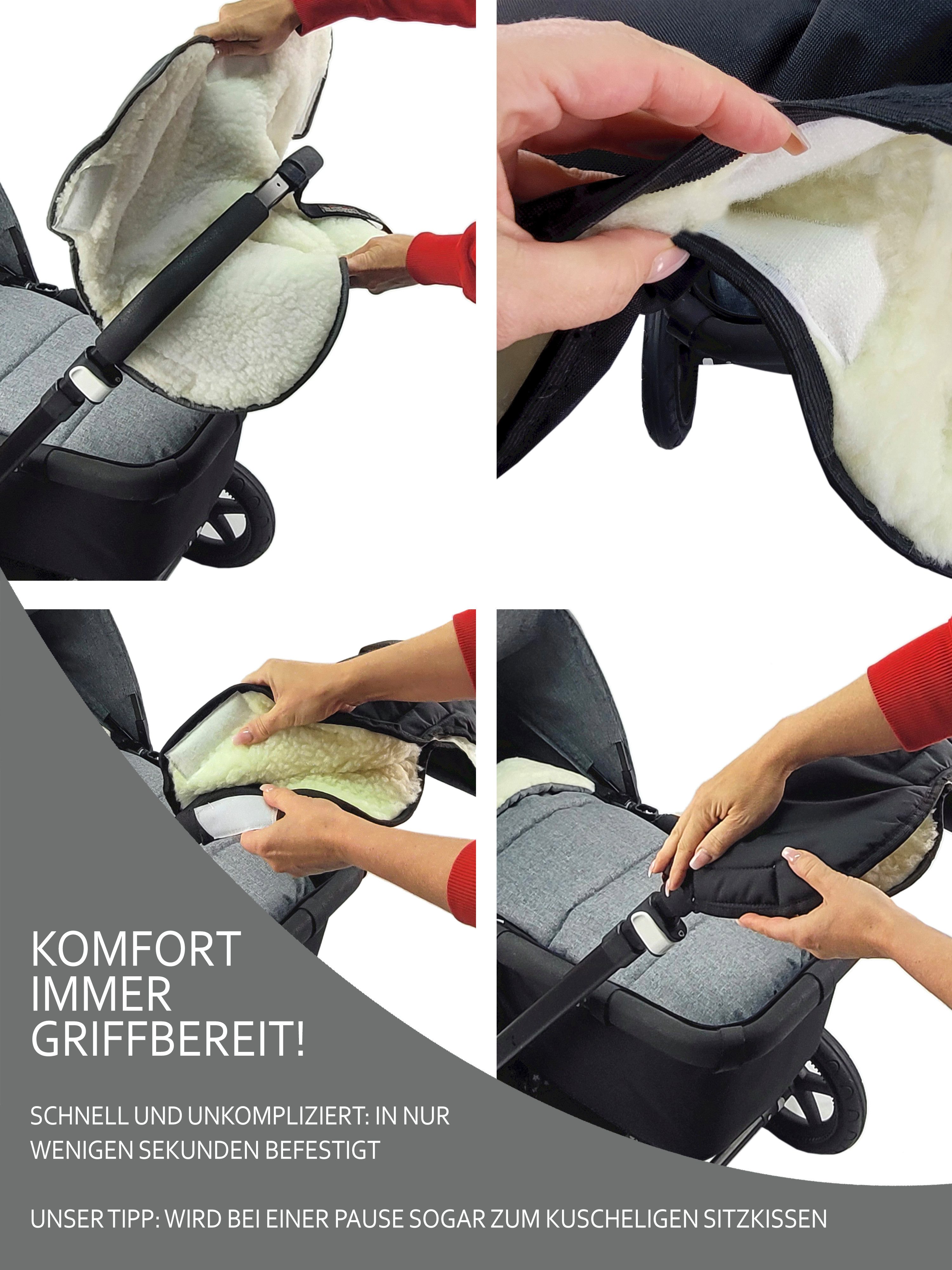 BambiniWelt by Rafael K. Kinderwagen-Handwärmer Handschuhe Muff Handwärmer Handmuff für Kinderwagen STERNE Wolle, Universalgröße