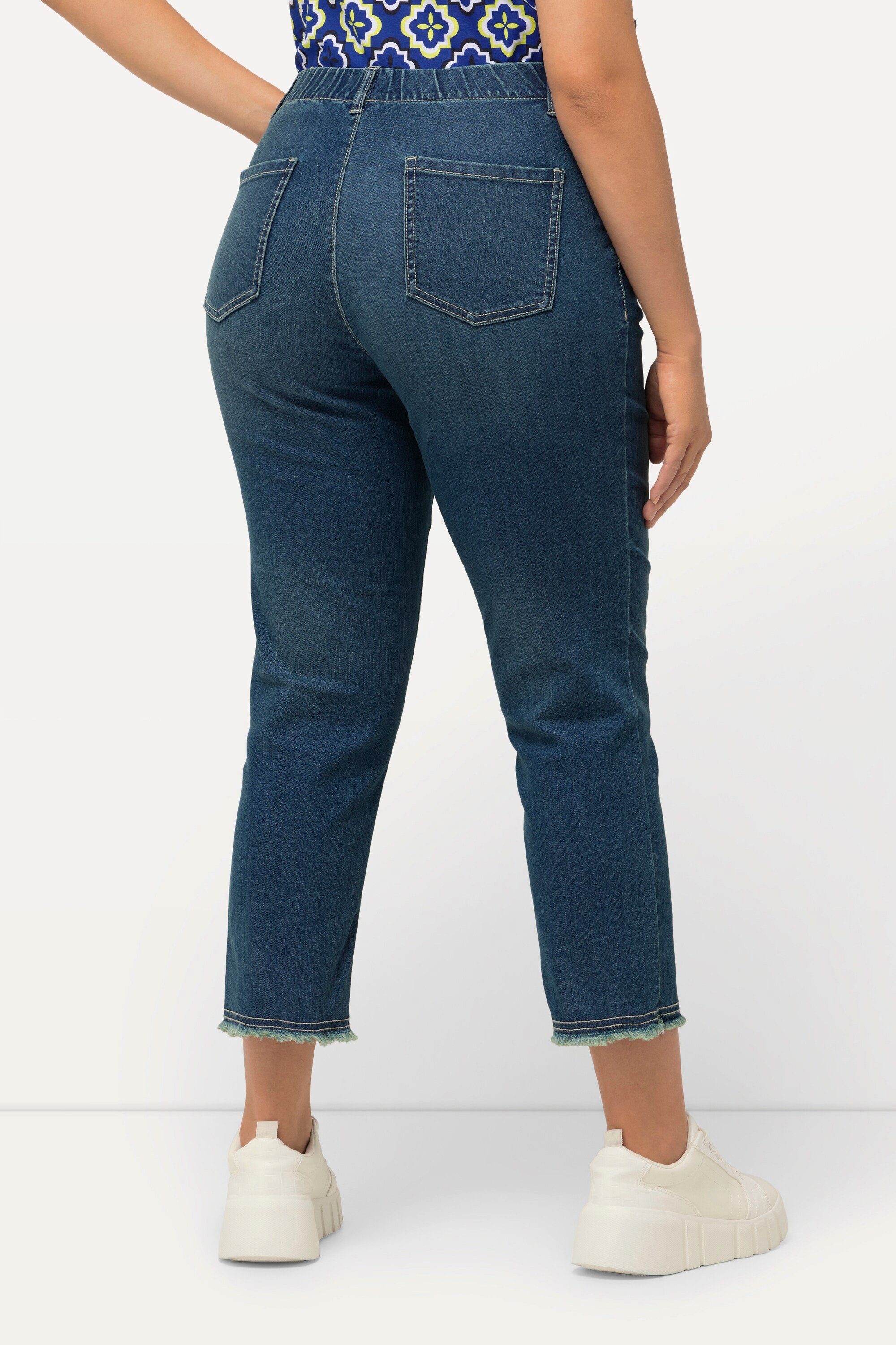 Ulla Popken Regular-fit-Jeans 7/8-Jeans Sienna Fransensaum schmales Bein