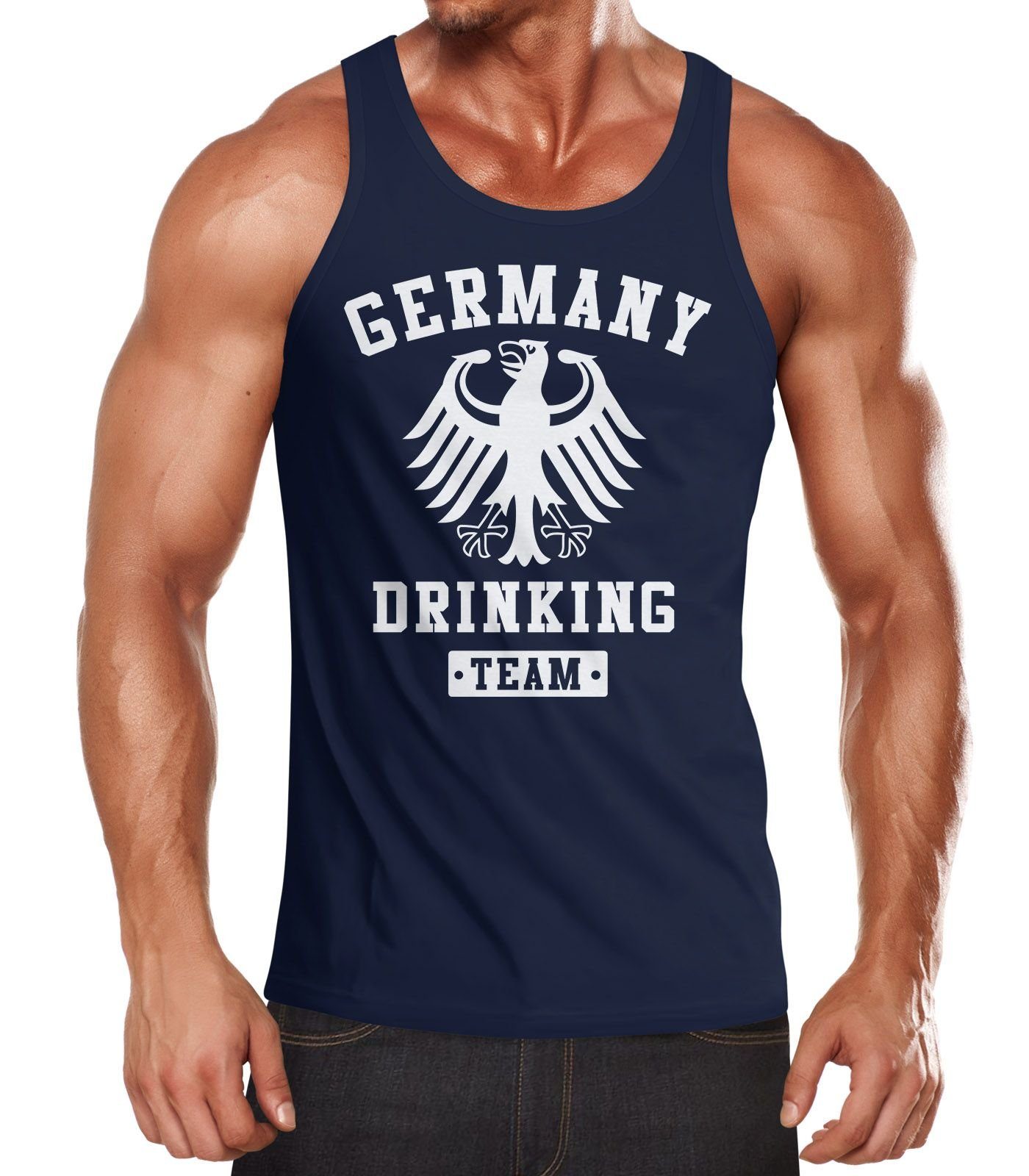 MoonWorks Tanktop Deutschland Herren Tanktop Germany Drinking Bier Team Adler Moonworks® mit Print navy