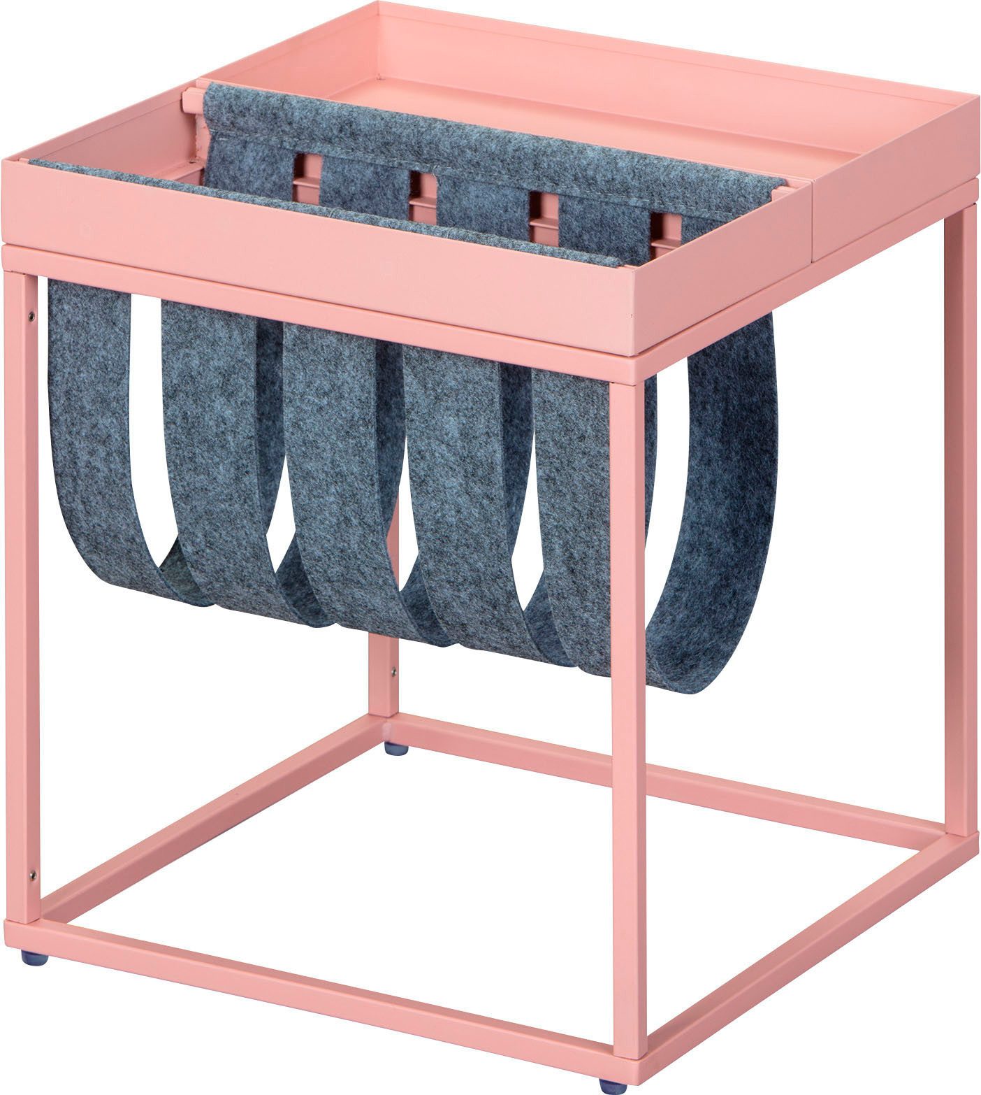 Inter Link Beistelltisch Club NY, Magazinenständer, Metall & Filz, modernes Design, Ablagetisch, Wohnzimmertisch mit praktischem Ablagefach, BxTxH: 35 x 35 x 40 cm