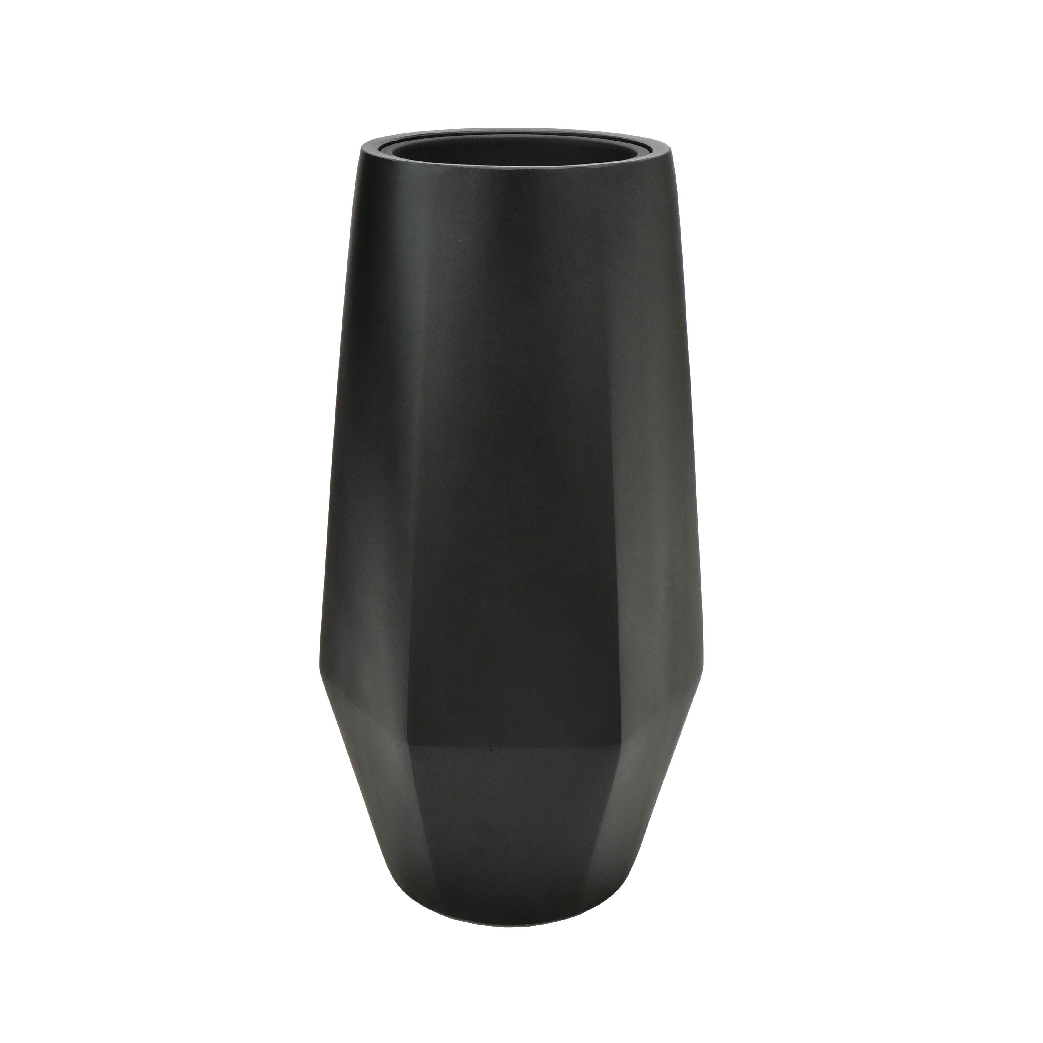 Flingora Bodenvase Nelson, mit Einsatz - Fiberglas - Indoor & Outdoor - Samtschwarz - Höhe 75 cm