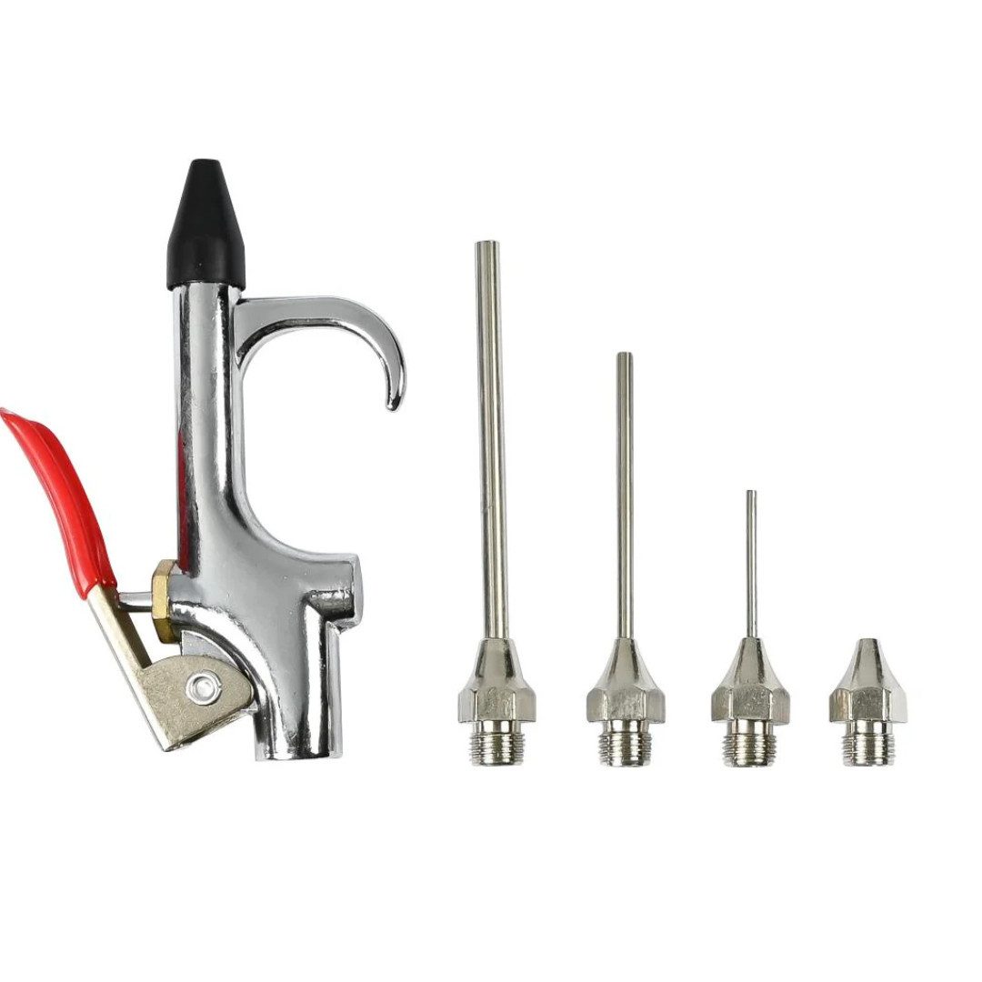 BENSON Druckluft-Kartuschenpistole Druckluft Ausblaspistole mit 5 Aufsätzen Blaspistole Luftpistole, (Set, 1-tlg), 5 Aufsätze, 1/4" Druckluftanschluss