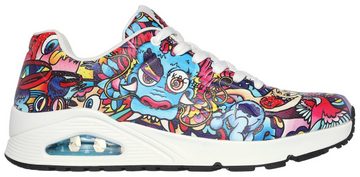 Skechers UNO - COLOR DOODLE Sneaker Keilsneaker, Schnürschuh, Retro Sneaker mit einzigartigem Print