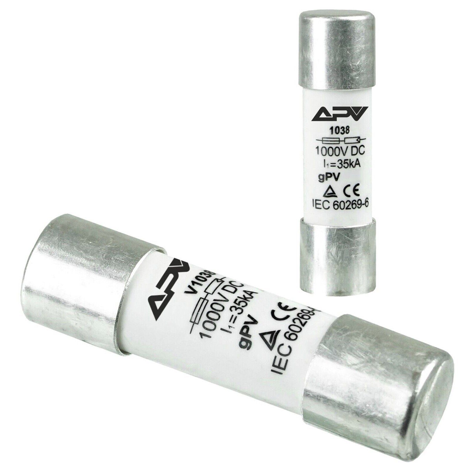 APV Zylindersicherungshalter, 12 A, Solar Sicherungseinsatz 12A 1000V DC 10x38mm 2-polig