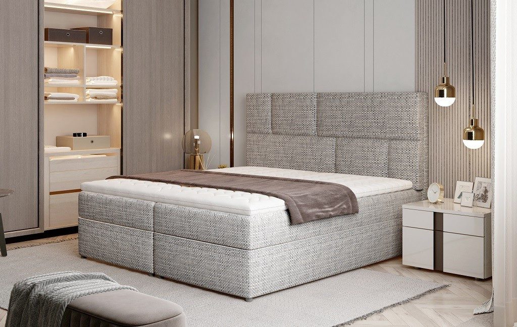 Xlmoebel Boxspringbett Luxus Designer Polsterbett 180x200 cm aus hochwertigem Textil (1-St., Polsterbett 180x200 cm), Made in Europa