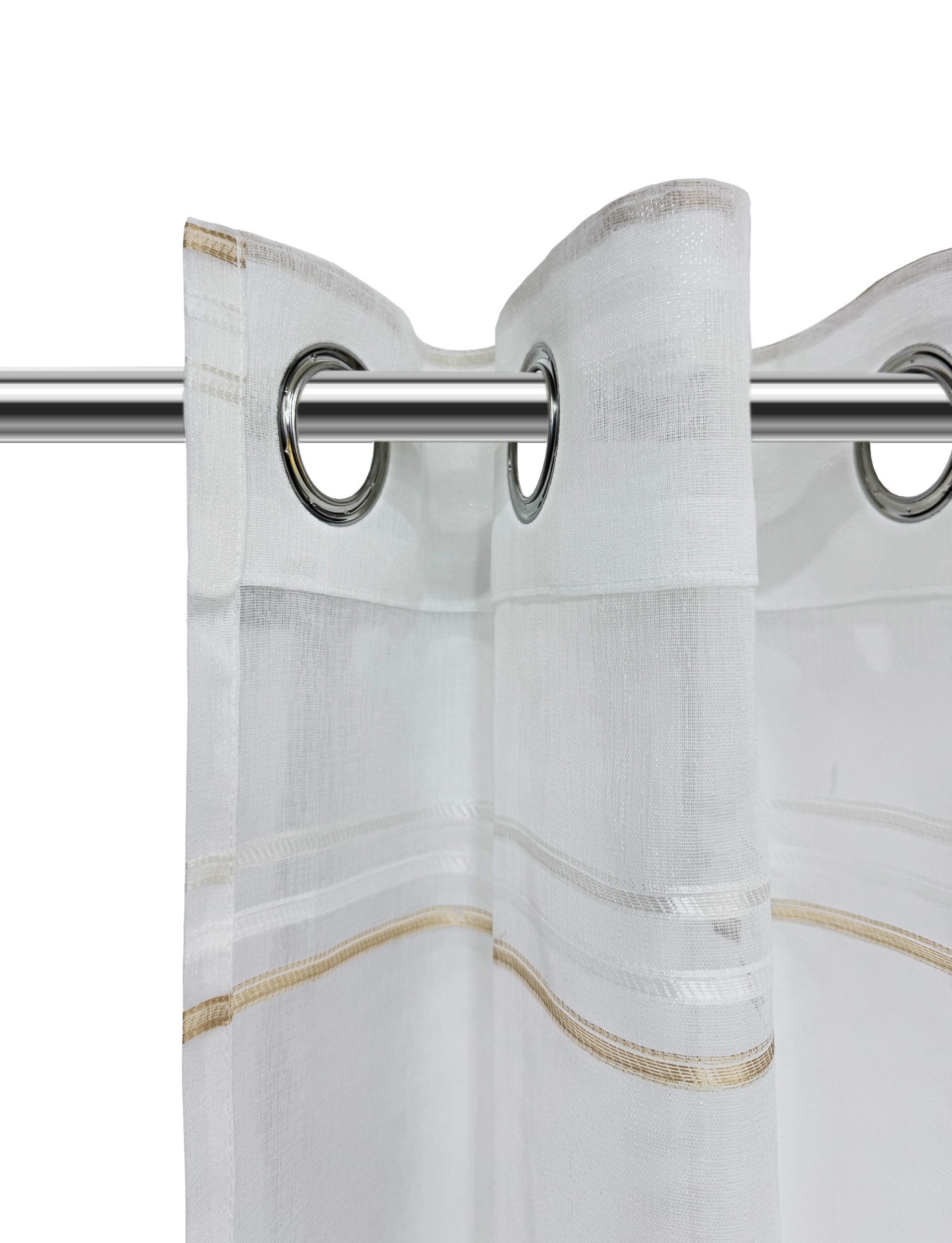OTTO home Gardine Sirii (1 St), Ösen, halbtransparent, Polyester, Halbtransparent, angenehme Haptik, mit Streifen, modern – Bild 5 von 5