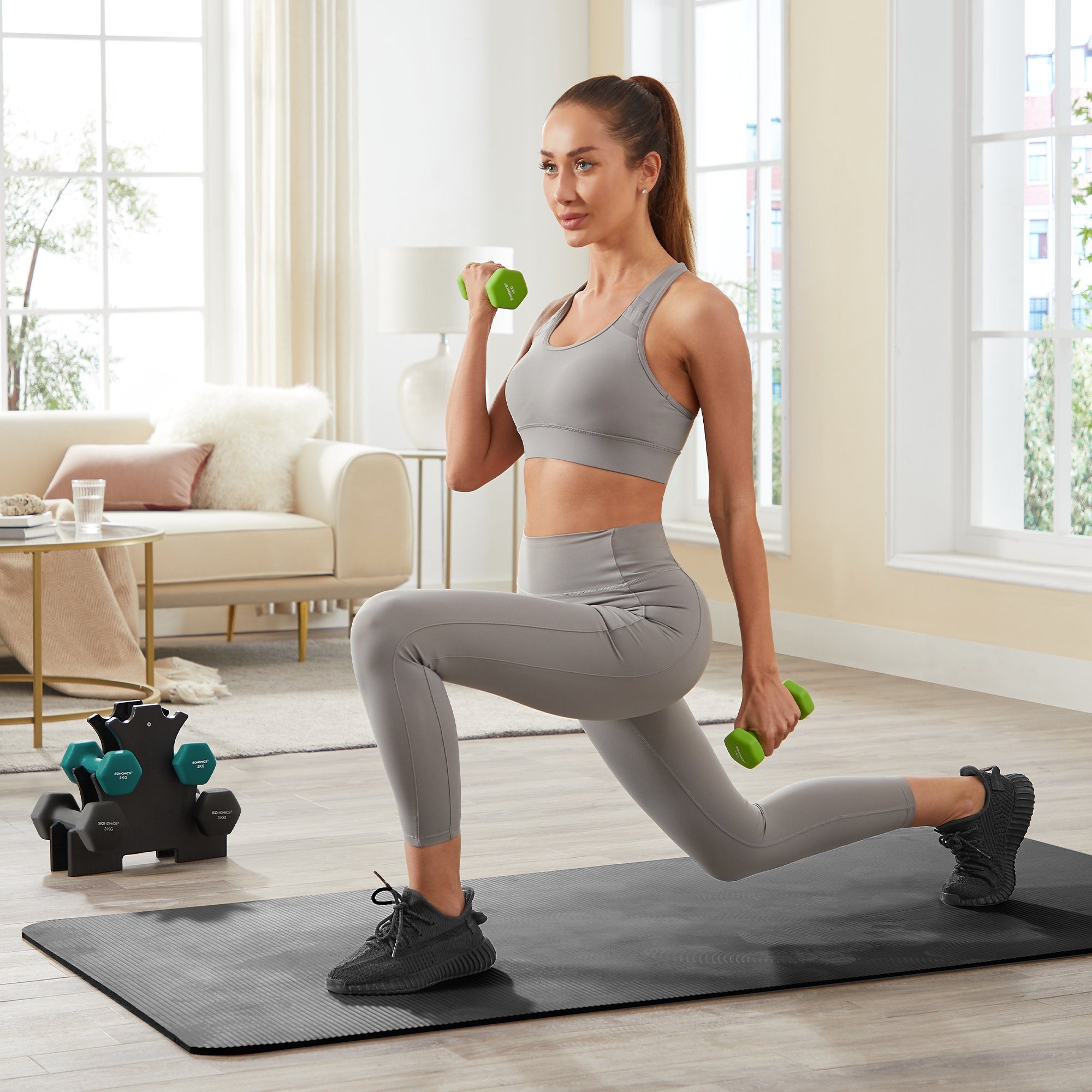 SONGMICS Hantel-Set Kurzhanteln, Hantel Set 12kg, Hexagon, Neopren Hanteln