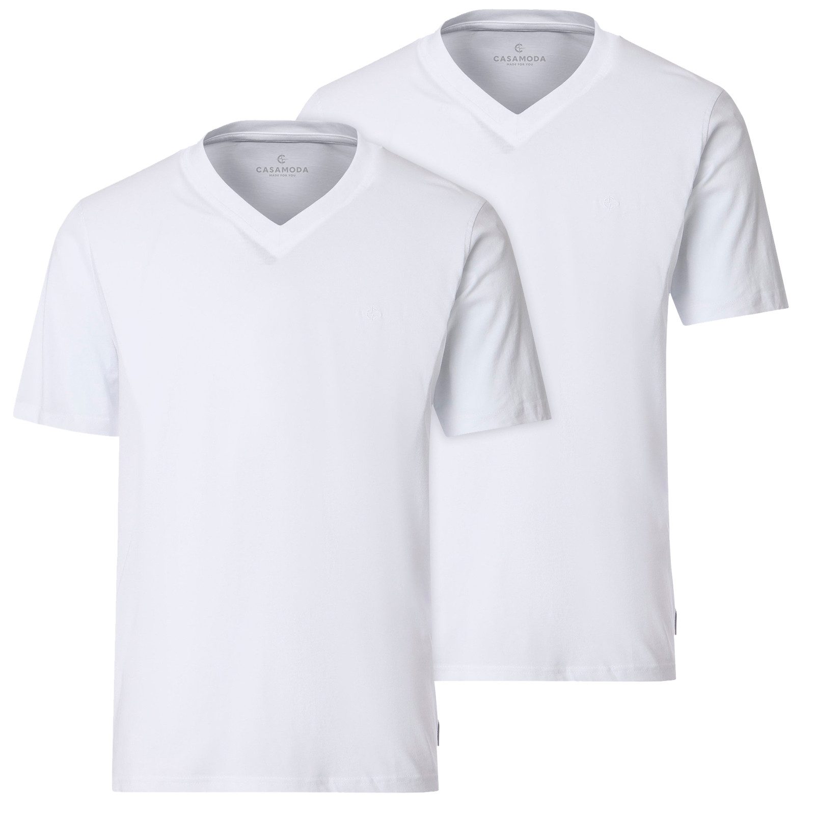 V-Shirt CasaModa Doppelpack V-Neck T-Shirts weiß Übergröße