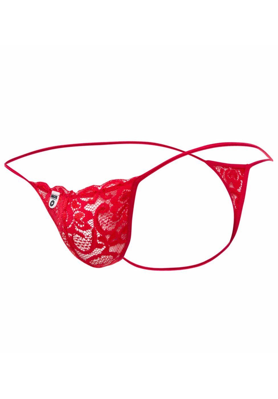 MOB Eroticwear String Spitzen-String für Männer - rot (1-St) aus transparenter Spitze