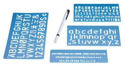 WEDO Zeichenschablone WEDO Schriftschablonen-Set, Schrifthöhen: 5 mm, 10 mm, 20 mm