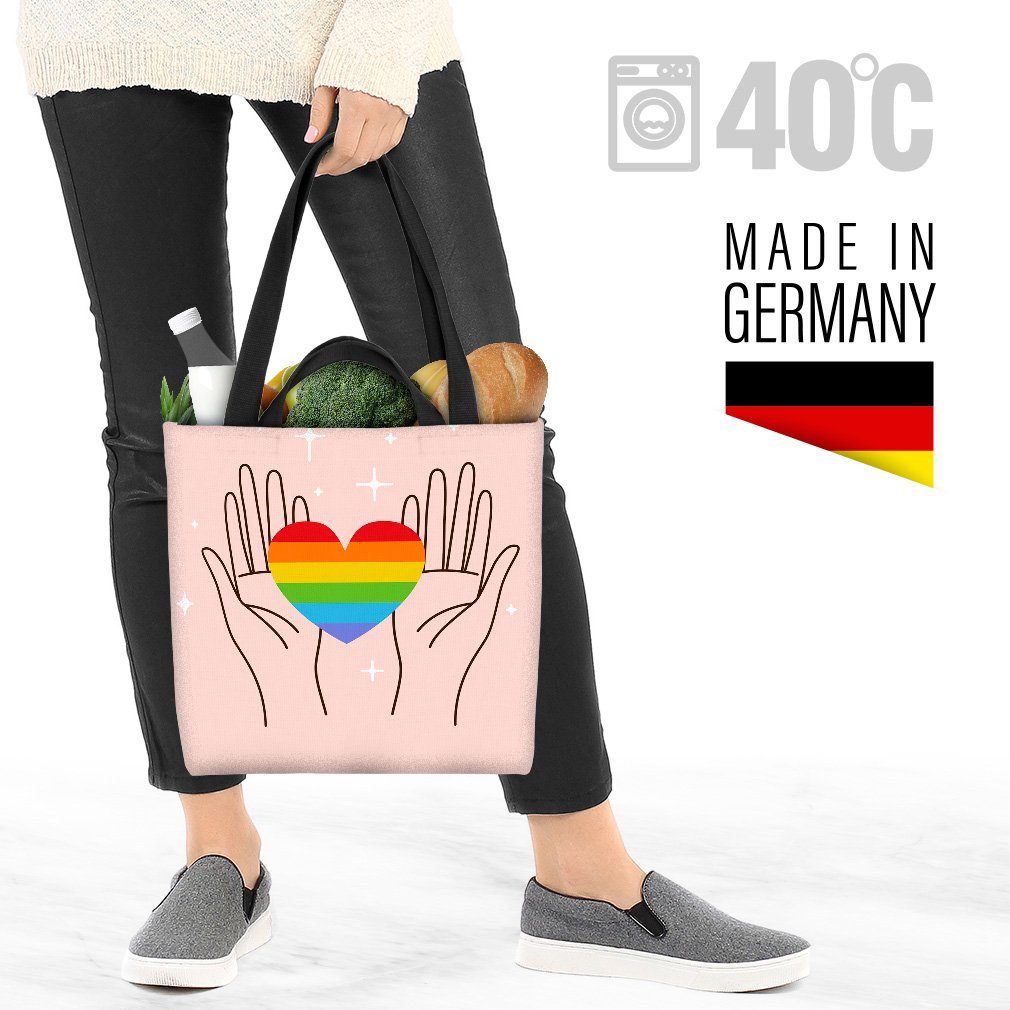 VOID Henkeltasche (1-tlg), Happy parade Gay pride Hände Heart gestreift Partner flag LGBTQ Pride