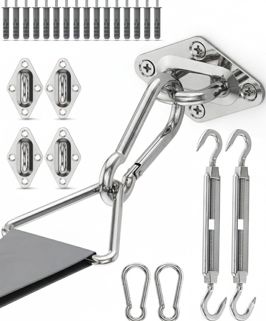 Sol Royal Sonnensegel Sonnensegel Montageset M5 Befestigung Set SolVision Befestigung, Halterung für Sonnen Segel Befestigungsset Wand Rostfreier Edelstahl