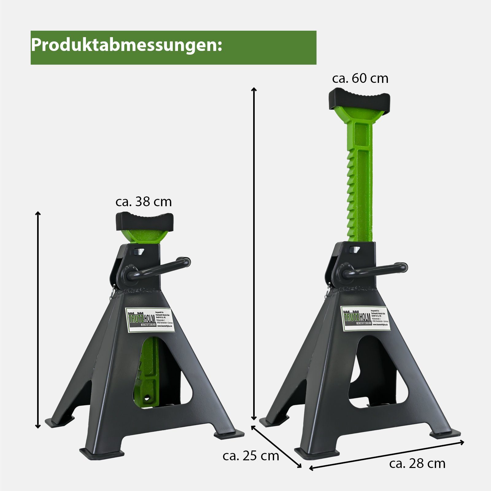 TRUTZHOLM Sägebock Unterstellbock 2 Stück, 6t Traglast pro Stütze Höhe von 380 - 600 mm
