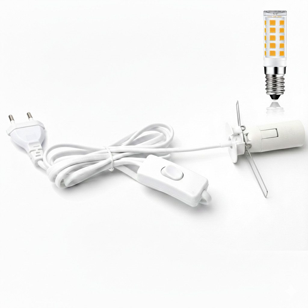Landster Lampenfassung E14 Ersatzkabel für Salzlampe mit Schalter 1,8 M, Passend für LED oder Glühbirne