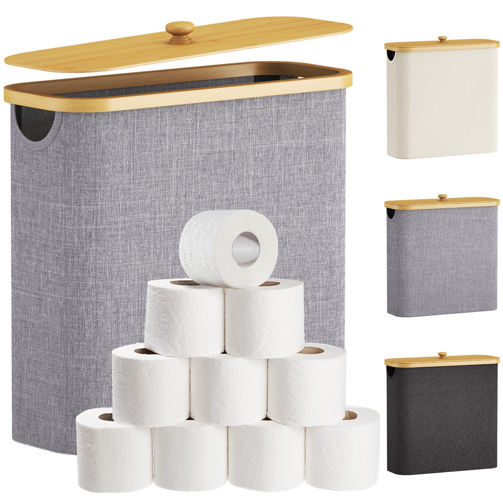 Lifewit Papiertuchbox Toilettenpapier Aufbewahrungskorb, Bambus Badezimmer Organizer