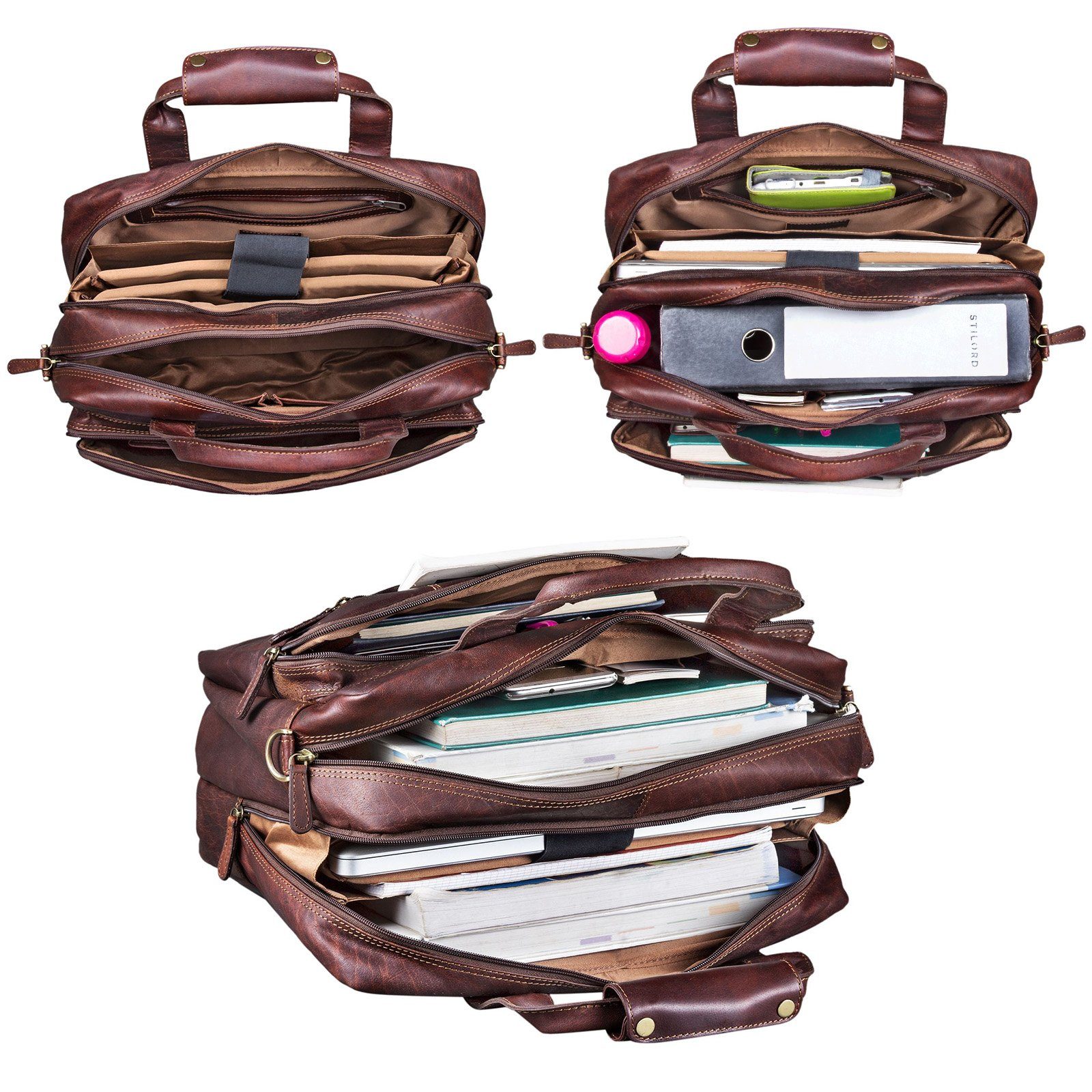 STILORD Aktentasche "Experience" Vintage Lehrertasche Leder groß Herren Damen