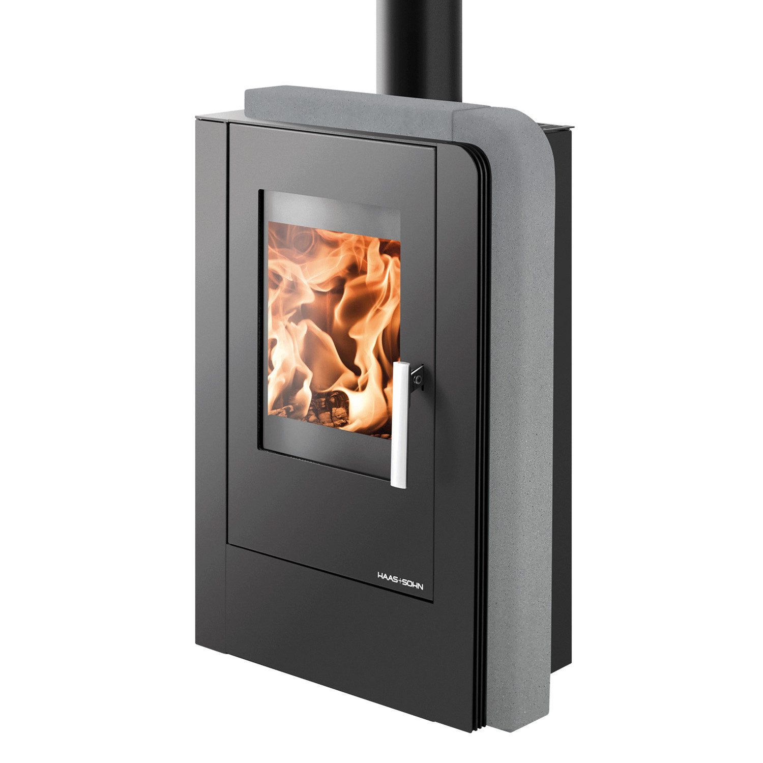 Haas + Sohn Kaminofen Haas + Sohn Aruba 220.17-ST Kaminofen perl-schwarz-Quarzit grau, 6 kW, Kaminofen