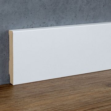 Südbrock Sockelleiste MDF, 13 x 80 x 2500 mm, Weiß, Fußleiste, MDF foliert