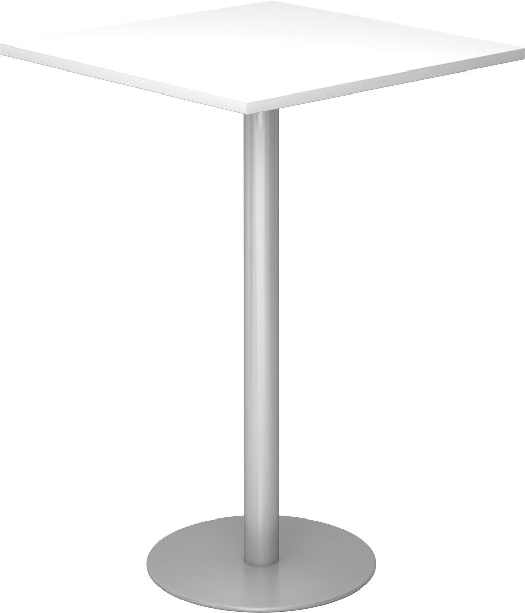 Empfangstheke Stehtisch 80x80cm weiß/silber