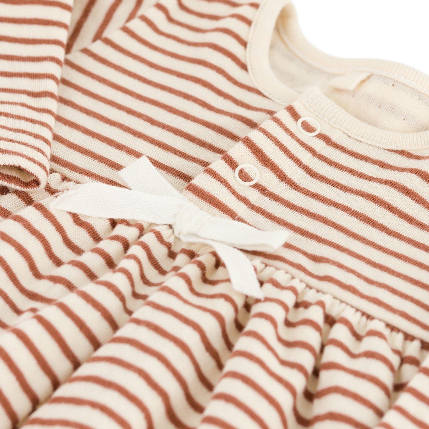 Petit Bateau Midikleid Petit Bateau langärmeliges gestreiftes Baby Kleid in braun / weiß