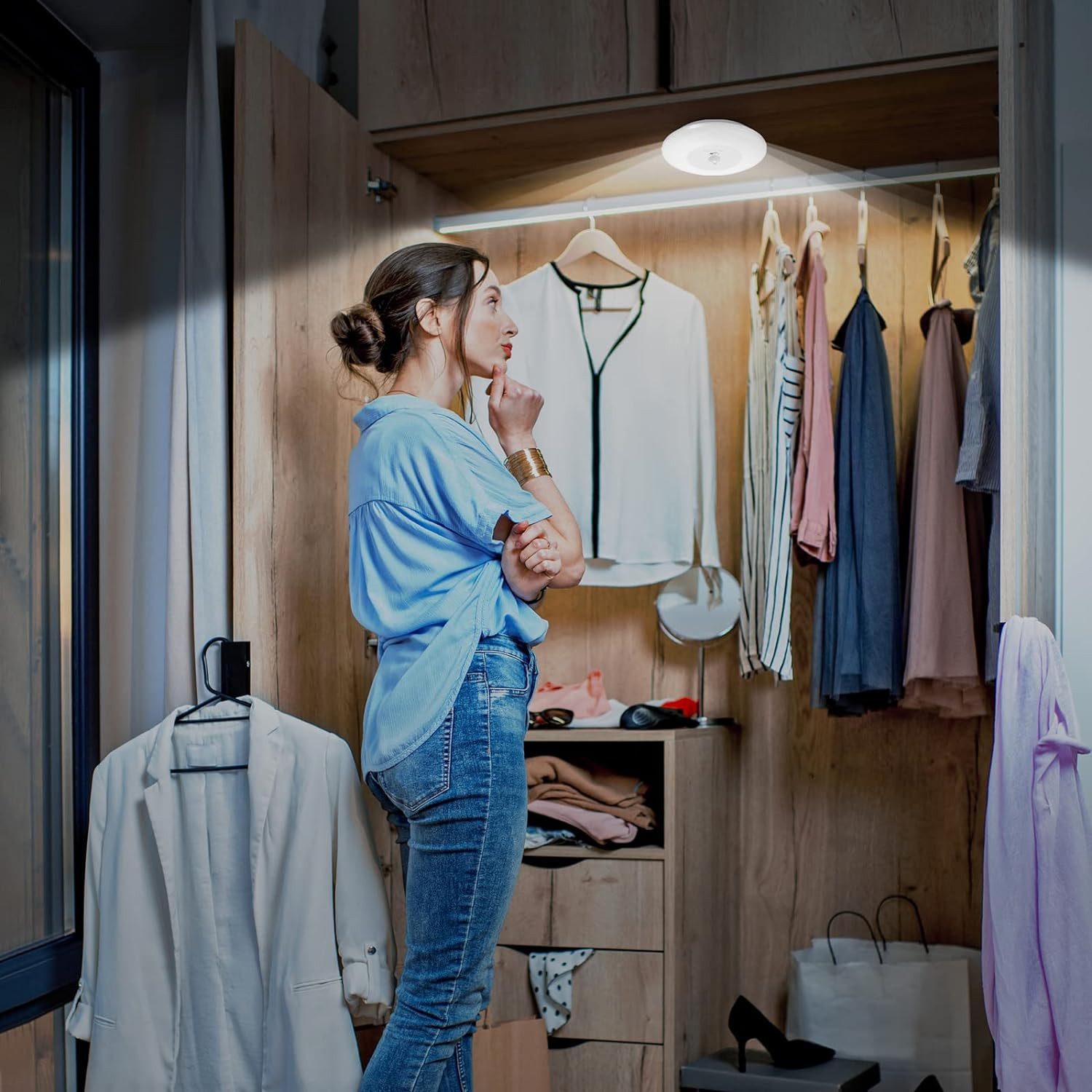 LA CUTE Schrankleuchte BrightGuard MotionLUX: Akku-LED-Deckenlampe - für Schrank & Flur, LED fest integriert, Kaltweiß, Automatische Bewegungserkennung