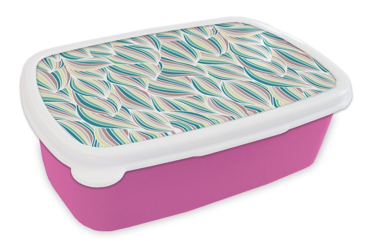 MuchoWow Lunchbox Muster (2-tlg), Kunststoff rosa - Kinder, Mädchen, Abstrakt, - Erwachsene, - Brotbox Kunststoff, Snackbox, Strand Brotdose für Meer
