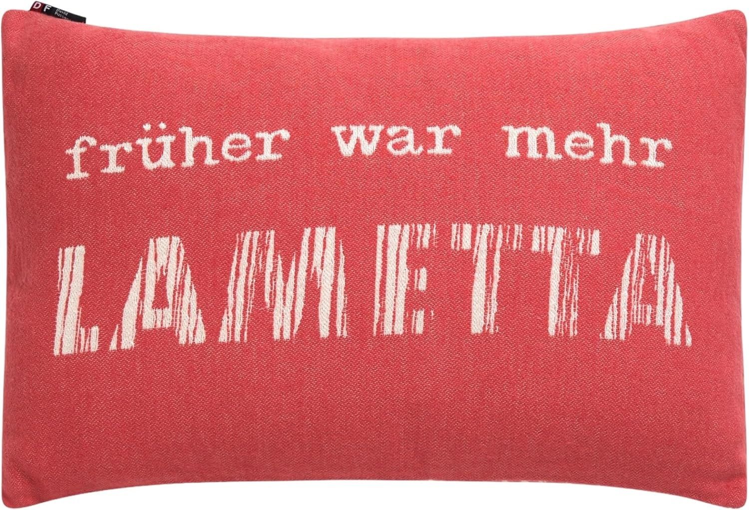DAVID FUSSENEGGER Kissenhülle " Früher war mehr Lametta " Rot 40 x 60 cm