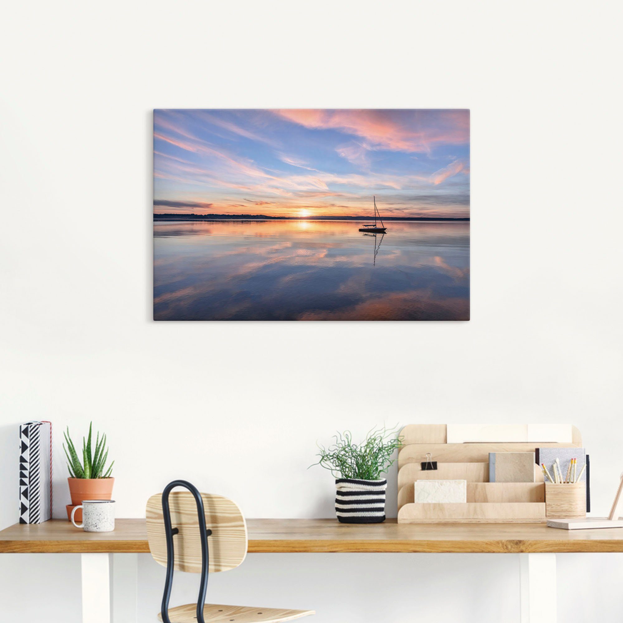 Artland Leinwandbild Sonnenuntergang am Starnberger See II, Bilder vom Sonnenuntergang & -aufgang (1 St), auf Holzrahmen gespannt