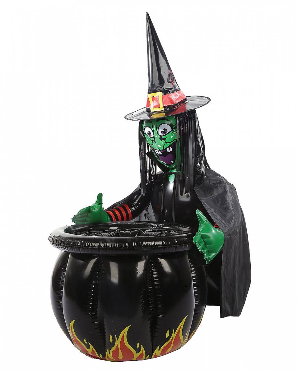 Horror-Shop Dekoobjekt Aufblasbare Hexe mit Kessel Getränkekühler 90cm
