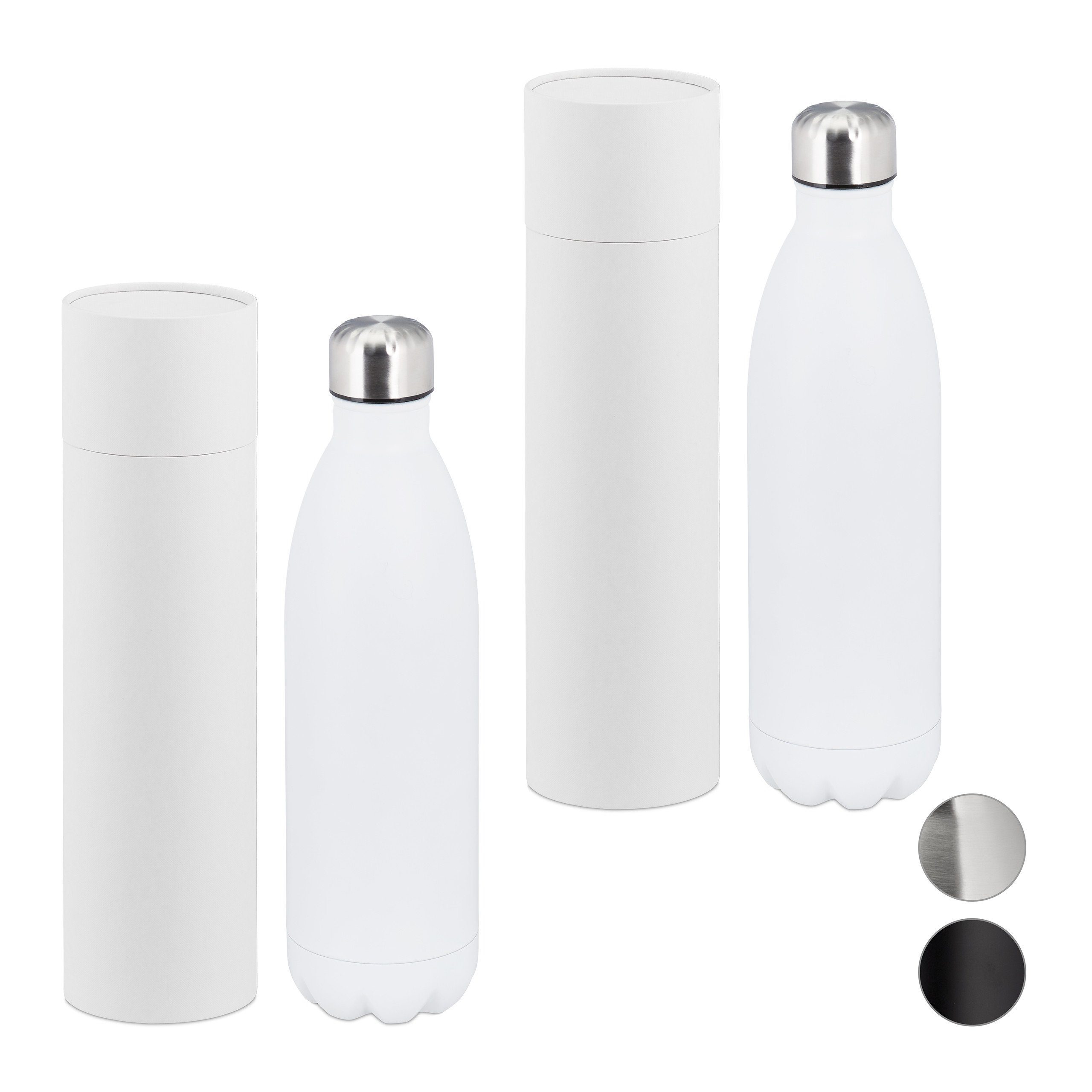 Thermoflasche 2x Thermo Trinkflasche 1 Liter weiß