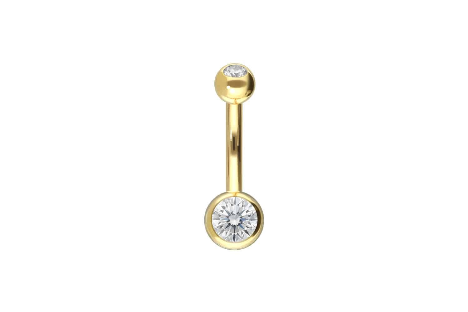 PIERCINGLINE Bauchnabelpiercing 18 Karat Gold Mini Bananabell 2 MOISSANITE (Bananabells, 1-tlg)