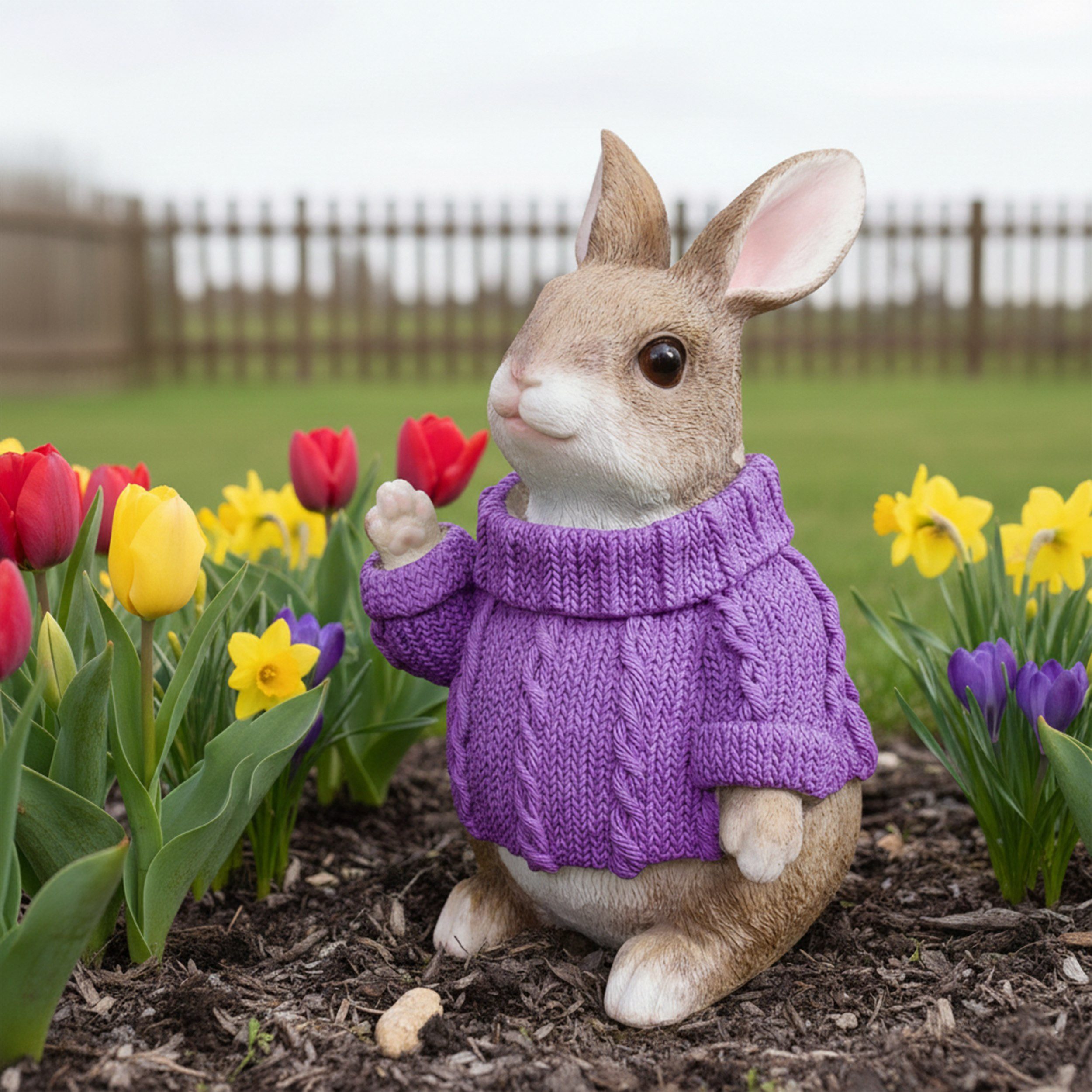 colourliving Osterfigur Deko-Hase XL im Pullover – Große Osterhasen-Figur sitzend (1 St), 6 verschiedene Farben und Varianten auswählbar