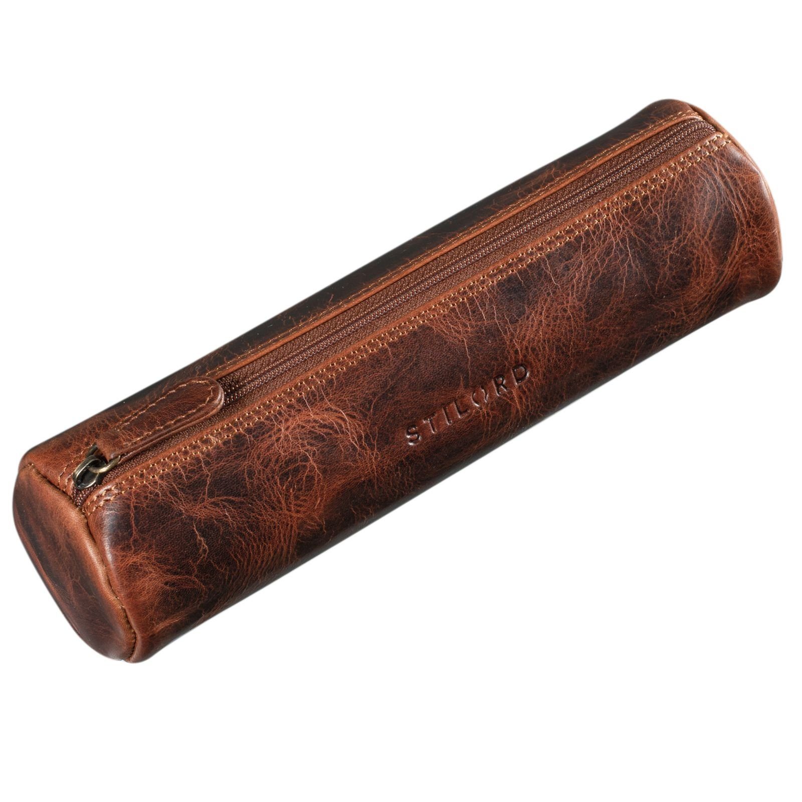 STILORD Etui "Miller" Federmappe Leder Rund