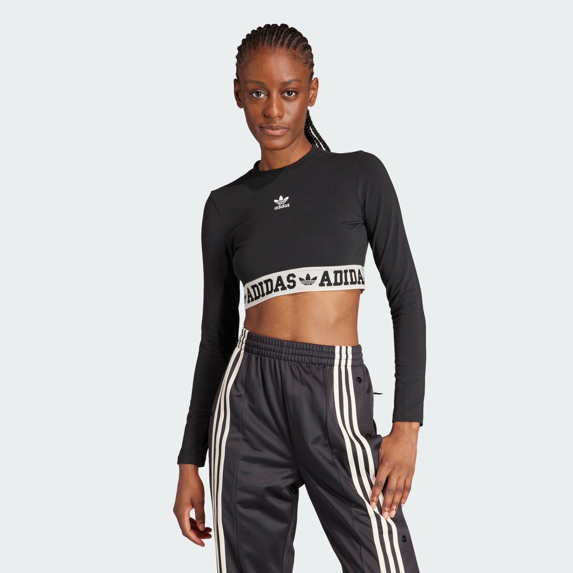 adidas Originals Crop-Top NEUTRAL COURT GRAPHIC LONGSLEEVE Black