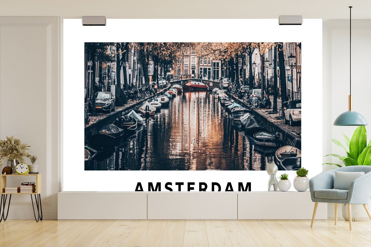- für Wallpaper Fototapete Wohnzimmer, Tapete Wasser, bedruckt, Vinyl Kinderzimmer, - St), Niederlande Amsterdam Matt, (6 Schlafzimmer, MuchoWow