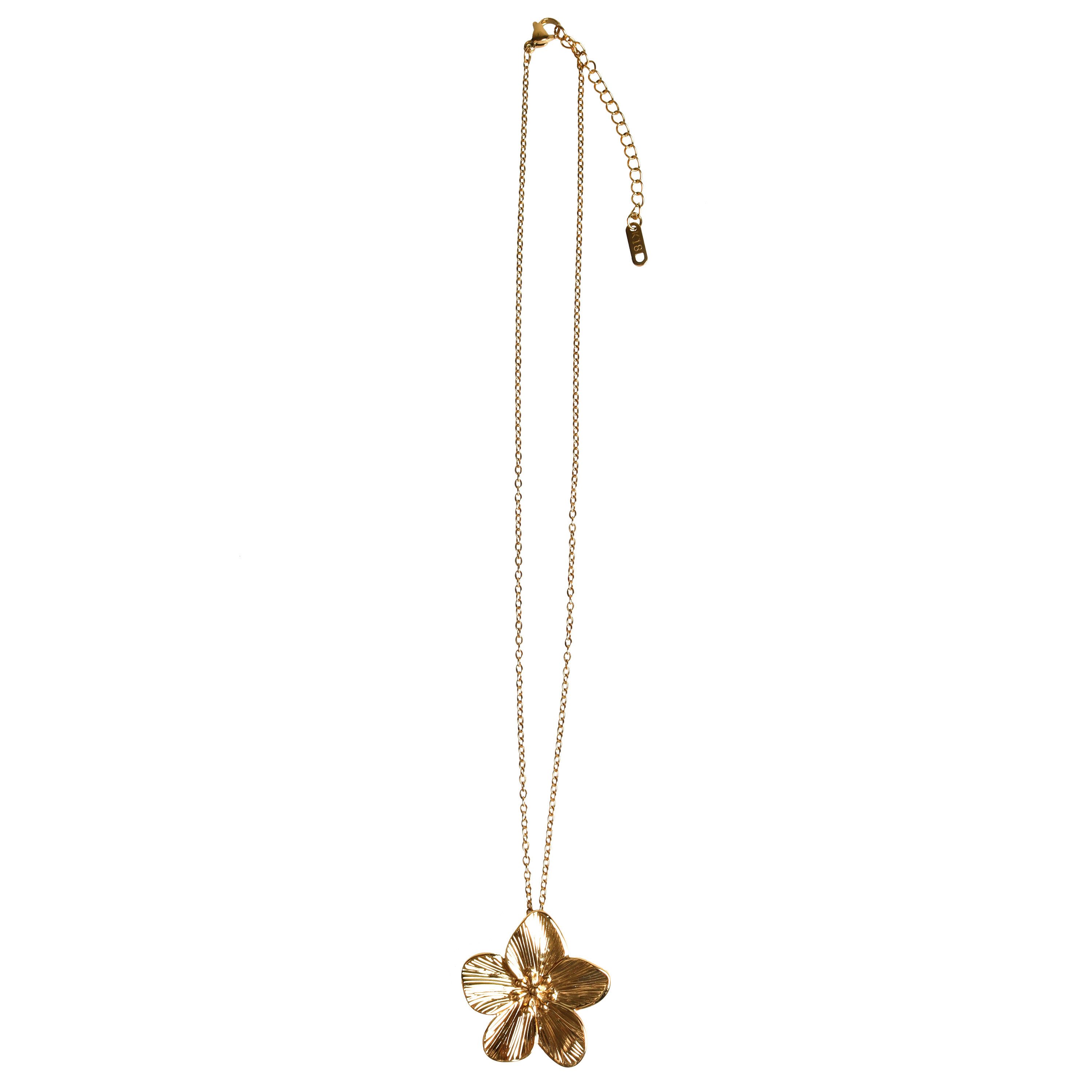 Capelli New York Schmuckset Halskette mit filigranem Blumenanhänger aus Edelstahl 18K vergoldet