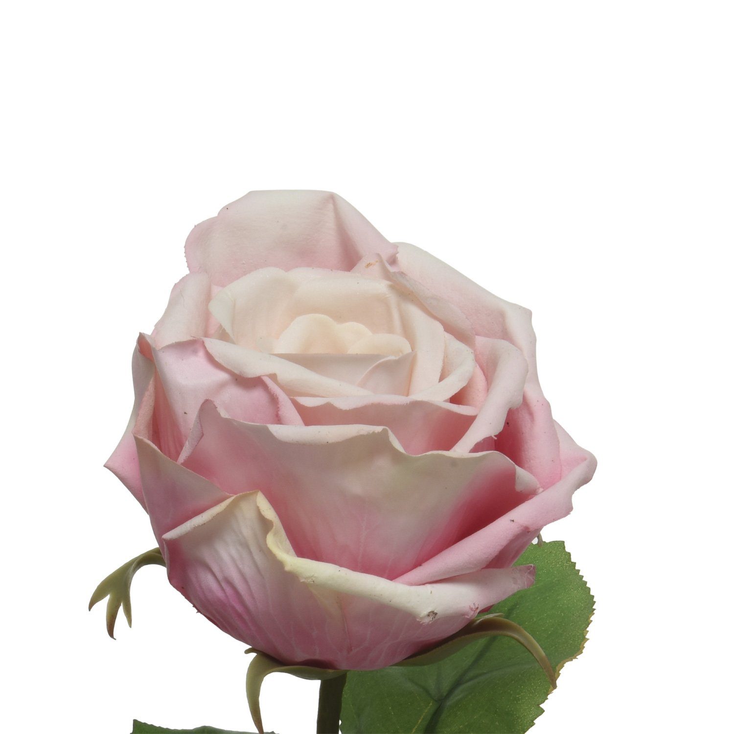 Rose künstlich Touch Kunstblume Höhe Kunstblume 68cm am rosa, 68 MARELIDA, Stiel Rosenblüte H: Real cm
