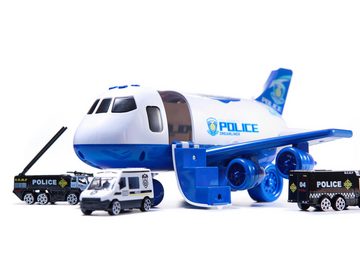 LA CUTE Spielzeug-Flugzeug Flugzeugtransporter-Set: Hoch in die Lüfte für spannende Einsätze, (Set, Feuerwehr/-Polizei Flugzeug), Flugzeugtransporter: Realistisches Design, interaktive Soundeffekte