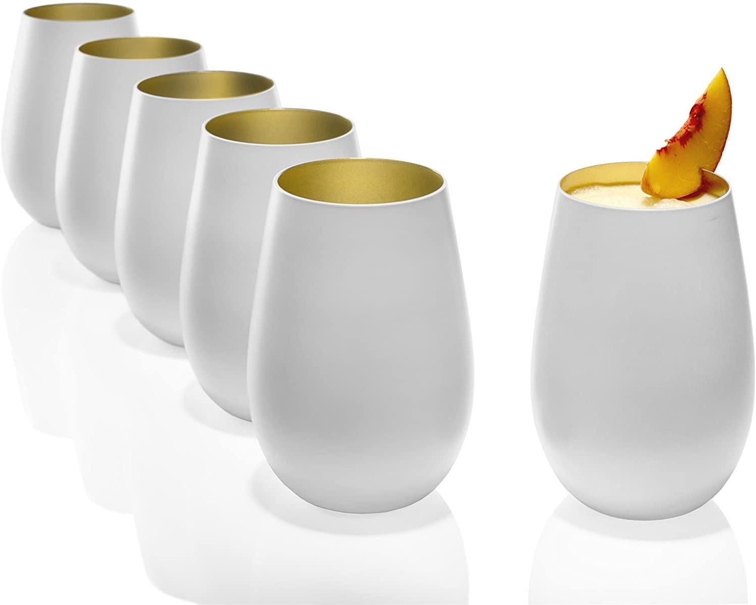 Glas Stölzle Lausitz Elements Becher Weiß/Gold 6er Set