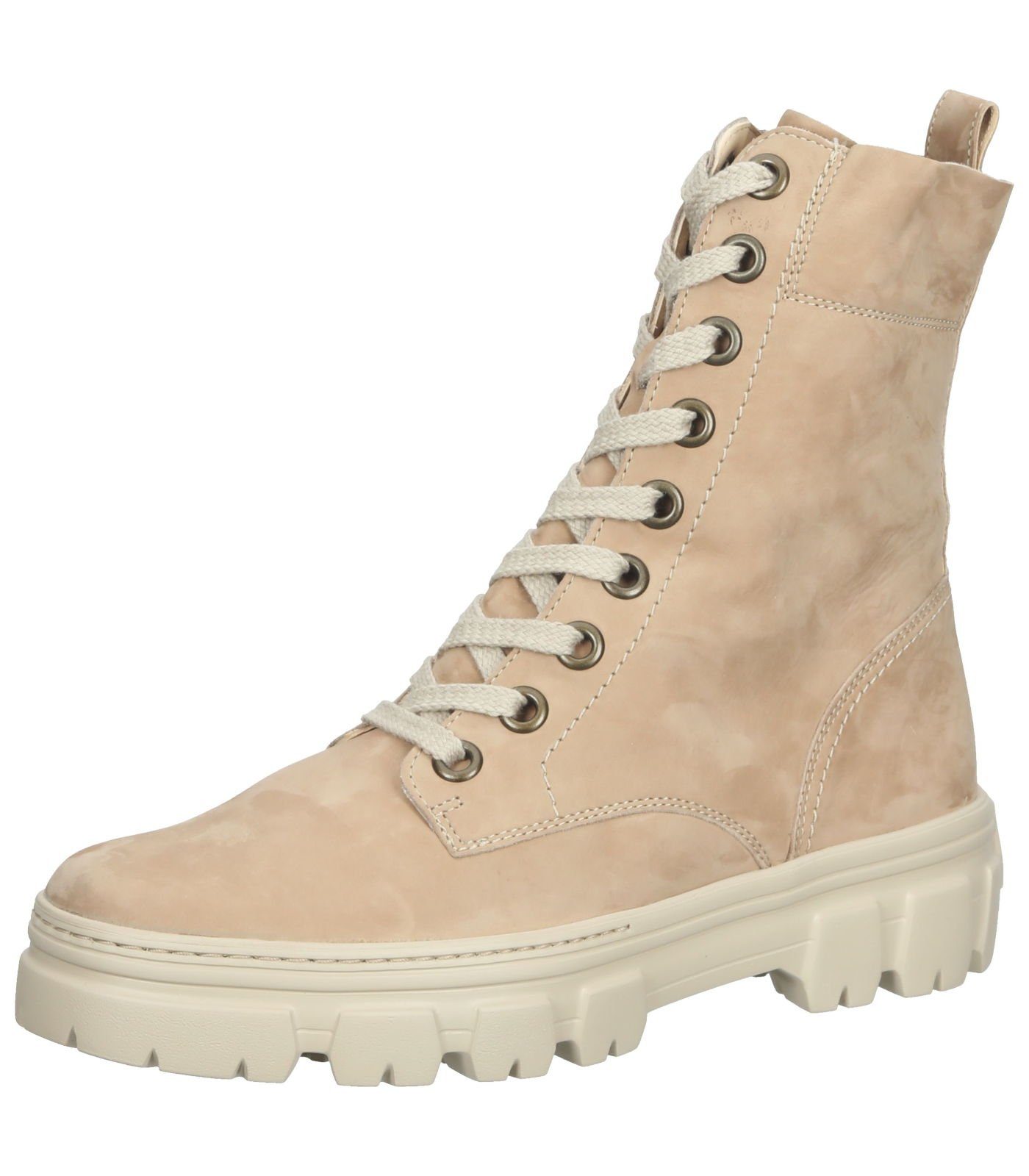 Nubukleder Beige Paul Green Stiefelette Schnürstiefelette